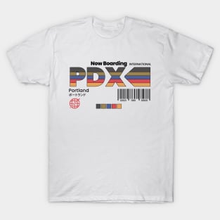 Vintage Portland PDX Airport Label Retro Travel Oregon T-Shirt